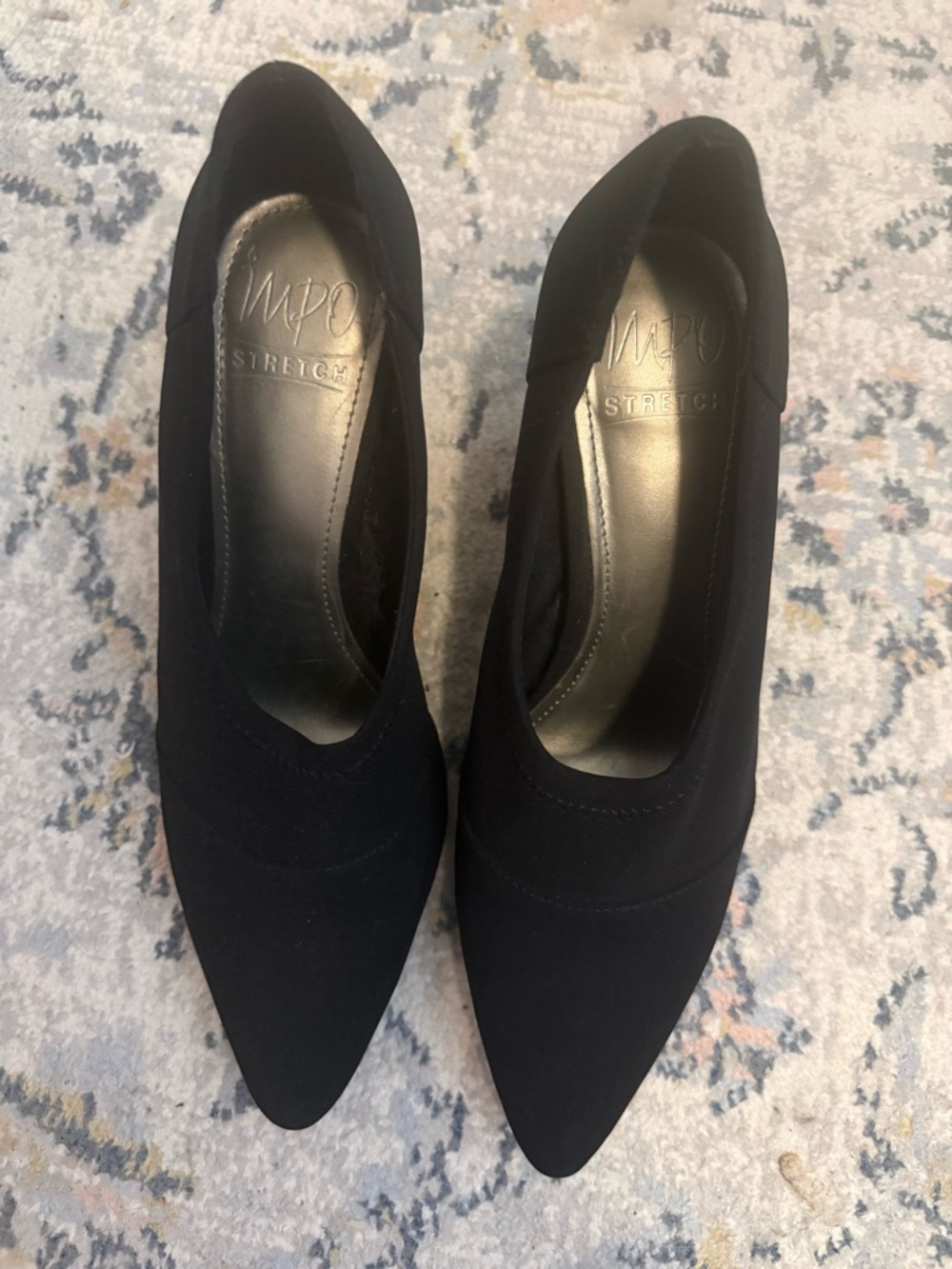 Black Pointed Toe high vamp glove heels 6.5